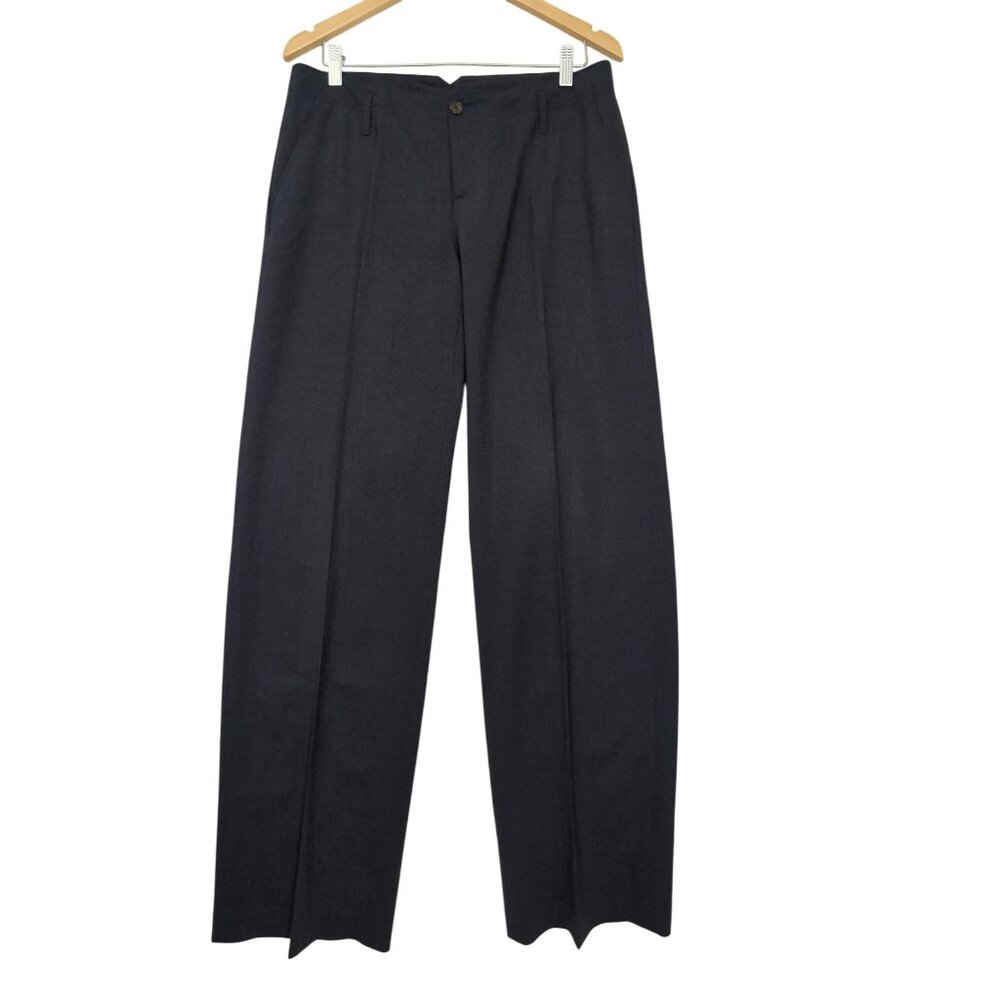 Banana Republic Ryan Fit Trouser Pant Womens 10 L Navy Blue‎ Wool Spandex Career